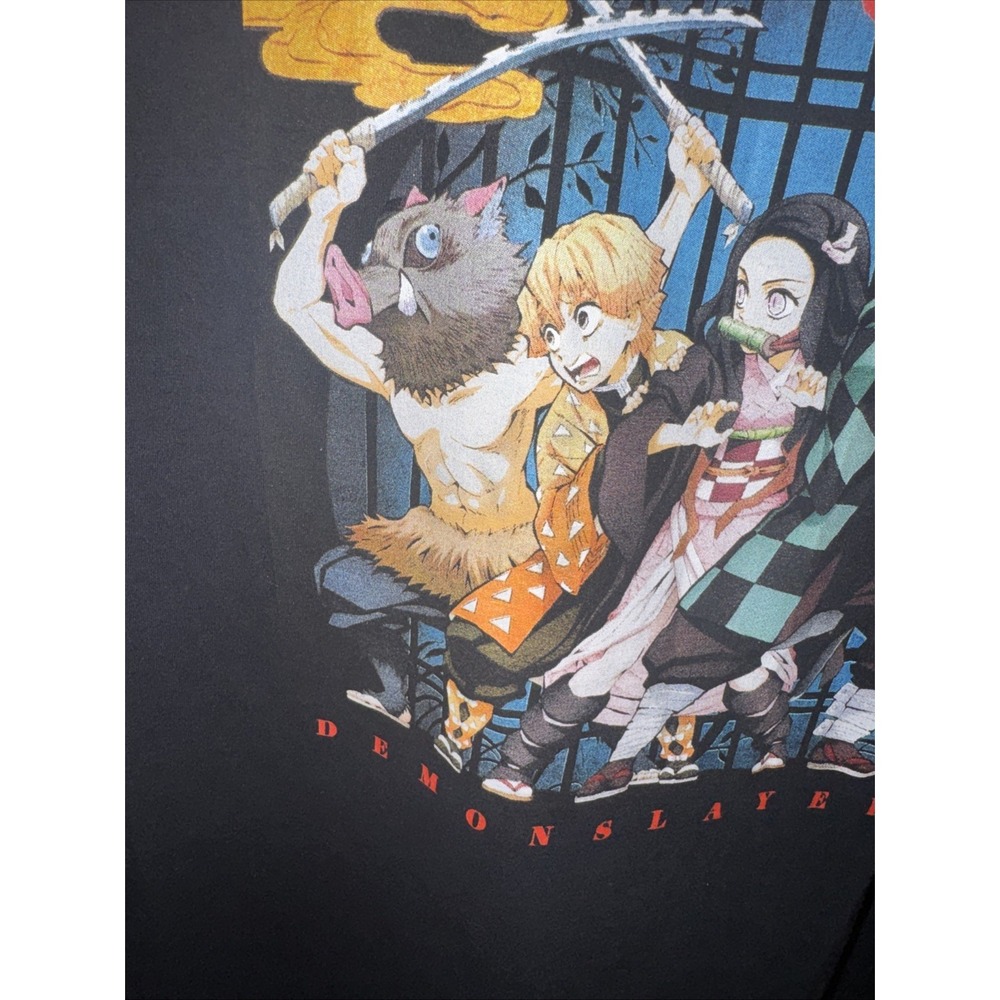 Demon Slayer T-Shirt 2XL Black Anime Kimetsu No Yaiba Graphic Tee Aniplex Men's - Picture 5 of 14
